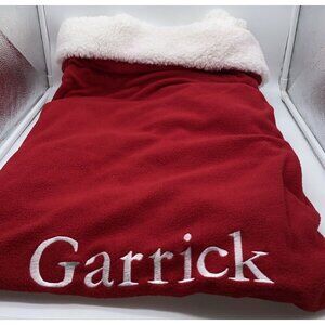 Pottery Barn Garrick Large Red Fleece Santa Bag Sack Christmas Stocking 40 X 33
